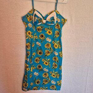 Hell Bunny Vixen Sunflower Hawaii Dress L Retro Pinup Rockabilly Tropical